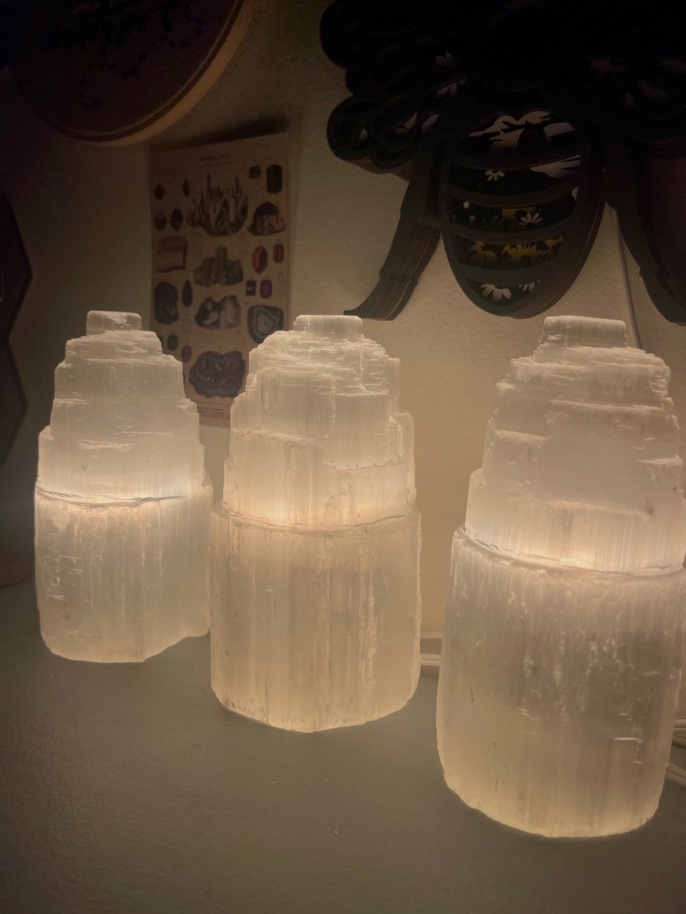 Image of Natural Selenite Tower Lamp (light included)