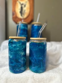 Image 1 of #40 Set of 4: 16oz Ocean Blue Tumblers