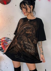 Image 3 of “MIND YOUR MOUTH” CUSTOM BLEACH PAINTED T-SHIRT XL