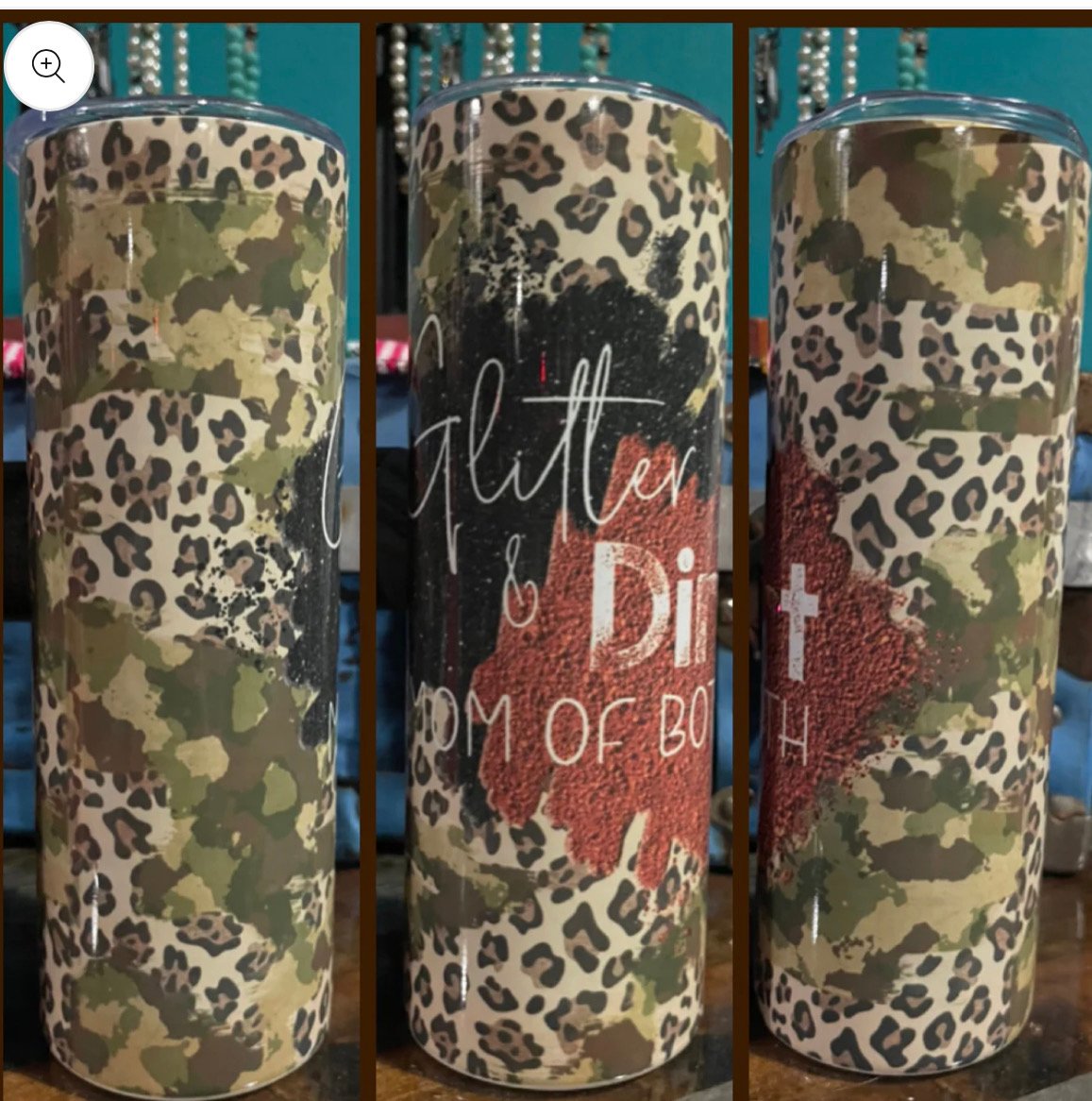 Mama Tumbler, Glitter and Dirt Mama of Both 20oz Skinny Tumbler