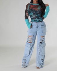 Image 1 of Big Threat Distress Jeans 