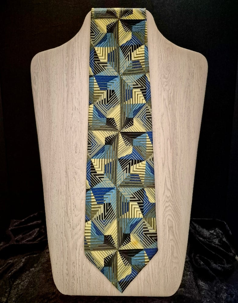 Image of Blue Black Gray & Beige Necktie 