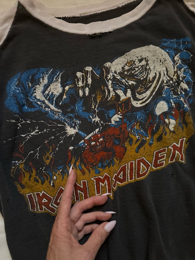 late 70s/early 80s Iron Maiden 3/4 sleeve raglan tee t shirt concert