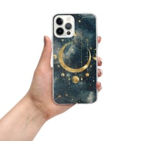 Image 12 of Blue and Gold Celestial Moons Design Clear Case for iPhone®