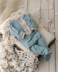 Image 1 of Newborn boys romper Alex | dusty blue