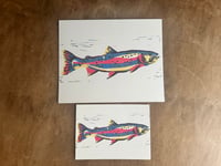 Reproduction Linocut Print - rainbow trout