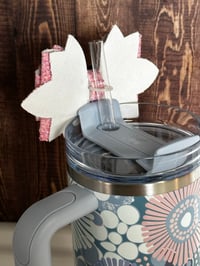 Image 4 of Blue Dream Flower Tumbler Straw Topper Bow