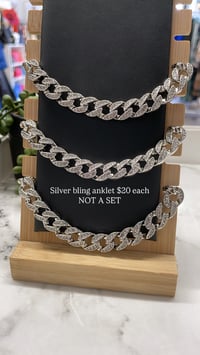 Silver bling anklet *per one not a set 