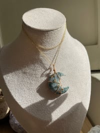 Image 4 of Gold Green Mountain Stone Moon Necklace