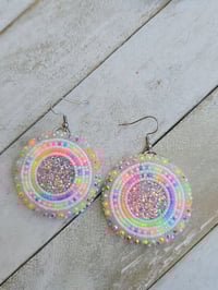 Image 1 of AB White Neon Rainbow earrings 