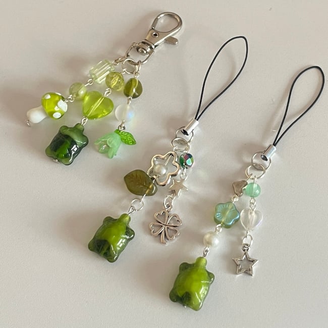green glass turtle phone/bag charm