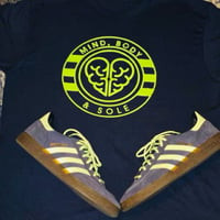 Image 3 of Mind, Body & Sole Navy T-shirt Lime Green Logo 