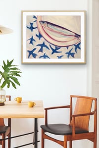 Image 2 of Sardine & Blue Paper Birds Print