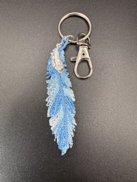 Variegated Blue Feather Keychain