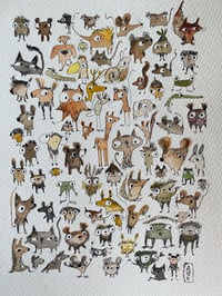 Image 1 of 100 ish Friends Original ink and watercolor 
