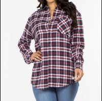 Image 2 of Unisex Flannel oversize shirts Red/Navy 
