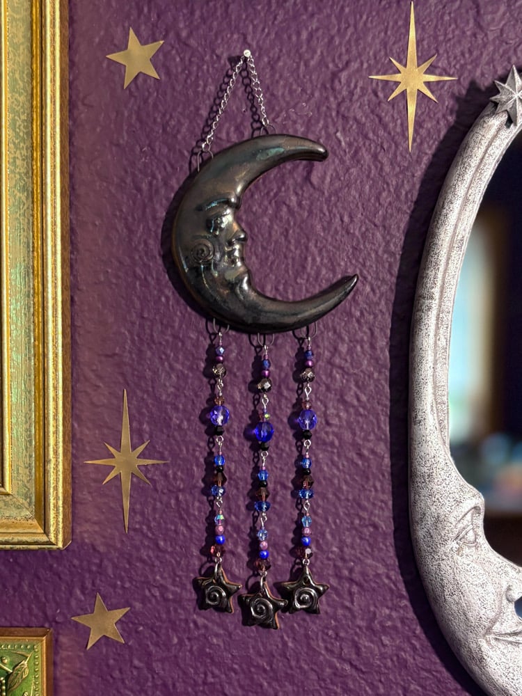 Image of Beaded Moon Wall Hanging #7 (discounted)