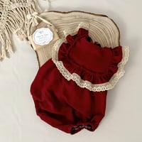 Image 1 of Boho photo props | Giuseppina romper 12 months | burgundy | photography clothing