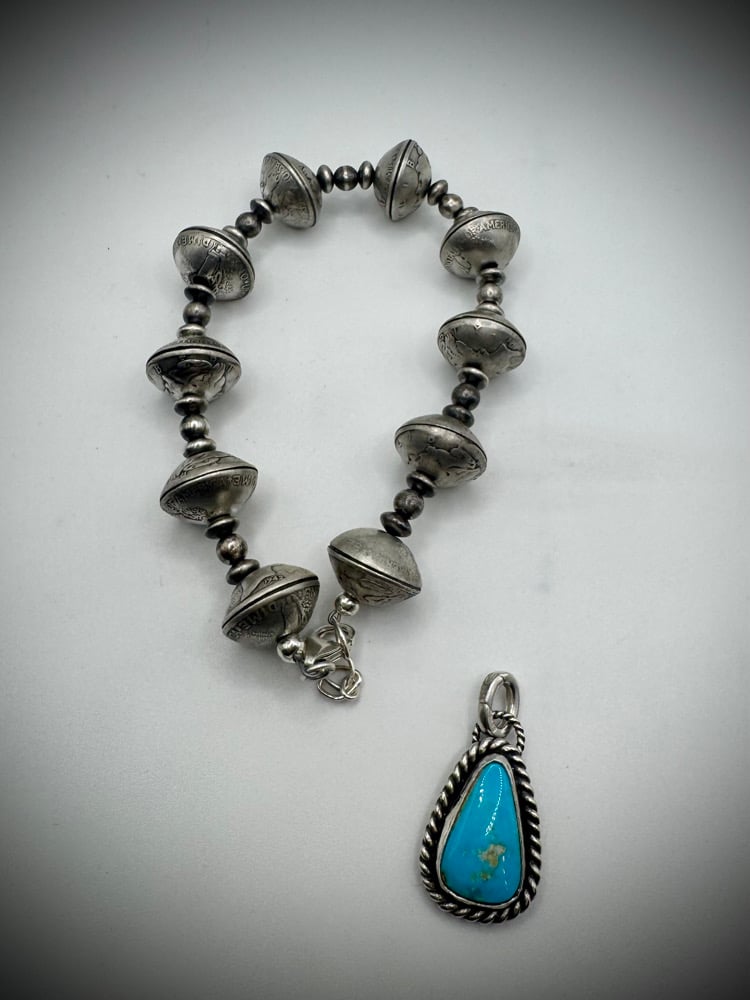Image of Mercury Dime Bracelet with Charm & Sterling bead accents - PRE ORDER