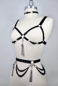 Image 7 of Belt with Onyx beads and chain tassels 