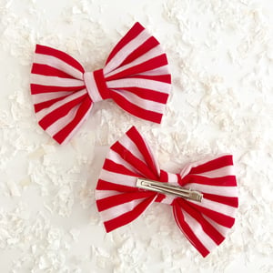 Image of Red and Pale Blush Striped Bows 