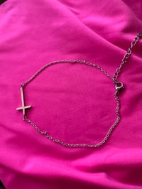 Image 2 of Cross Anklet Stainless Steel Silver 