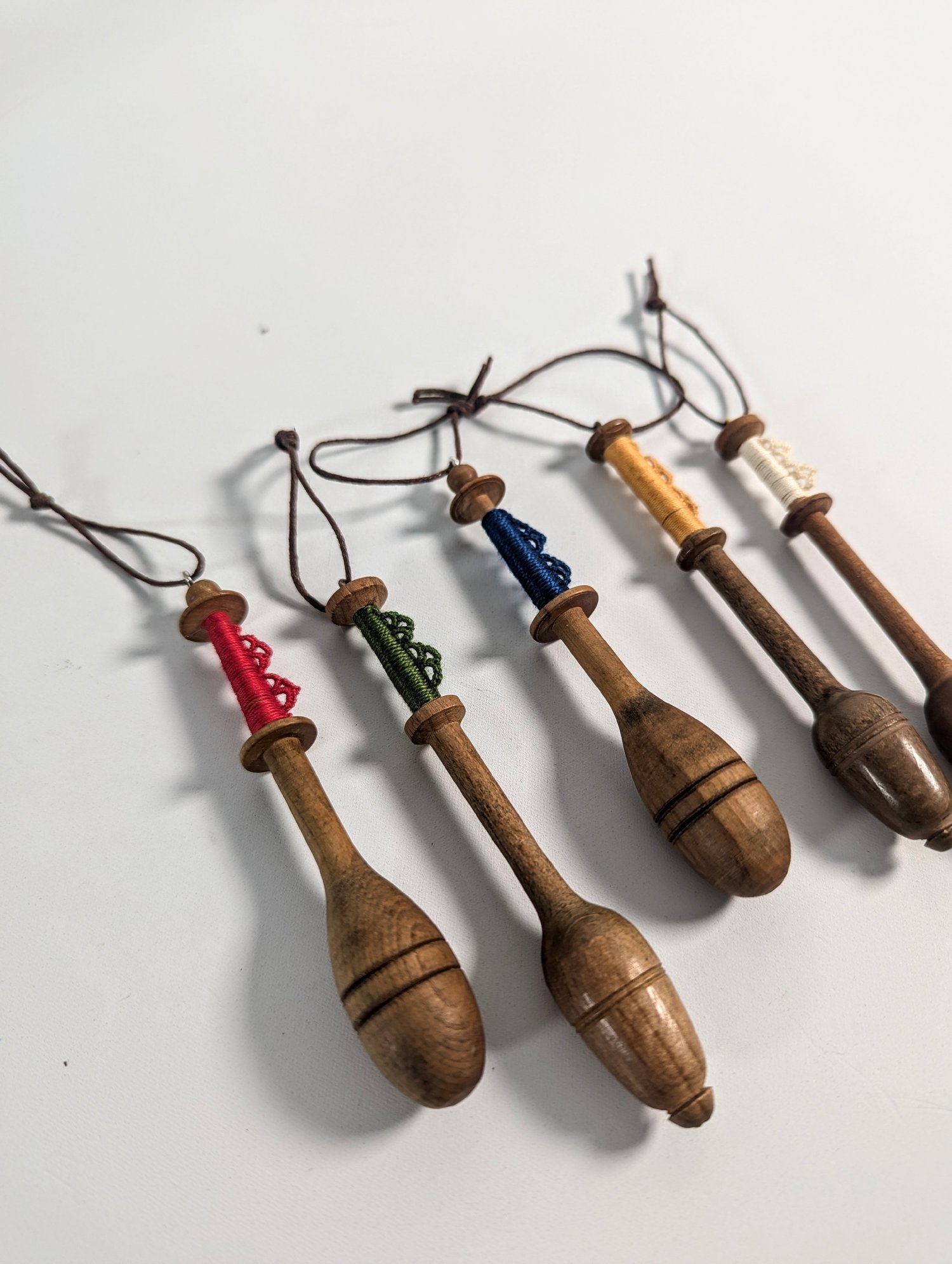 Image of Lace making bobbin decorations (option 2 - single line of stitch)