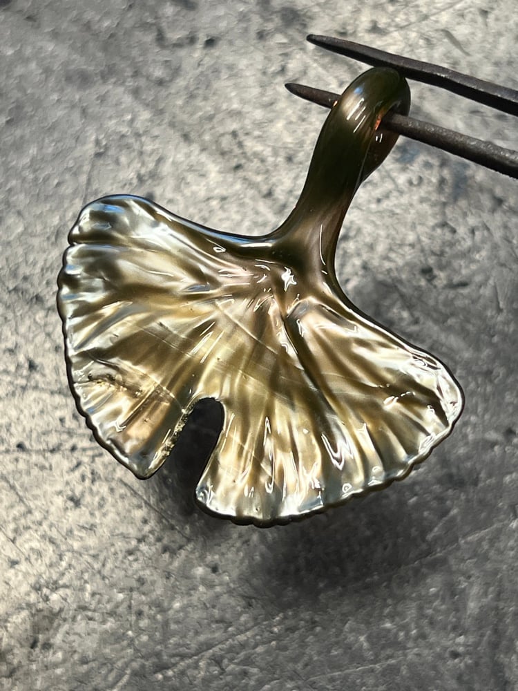 Image of Metallic Gold Ginkgo Leaf Pendant