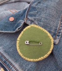 Image 2 of Hand embroidered florals on felt pin badge - Yellow