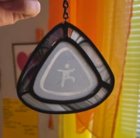 Image 2 of Stained glass good luck charm: sandblasted falling themby