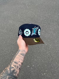 Image 1 of MULTI TONE NAVY AQUA MIAMI MARLINS CUSTOM FITTED CAP