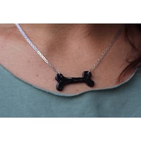 Image 1 of Ceramic Bone on Sterling Silver Anchor Chain 