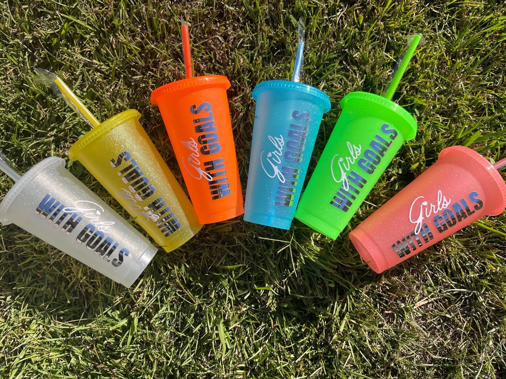 Image of GIRLS WITH GOALS Reusable Cups with Lids Plastic