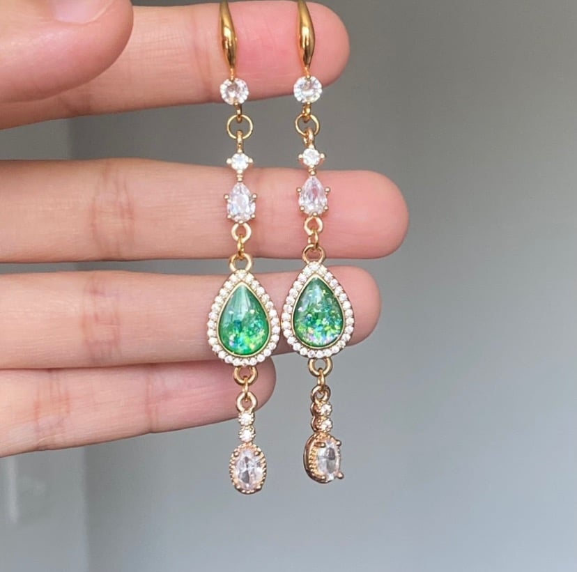 Image of ✨Teardrop Glowing Green Hook Earrings ✨