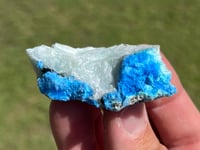 Image 7 of Cyanotrichite On Green Fluorite Matrix Specimen | Guizhou China #2925