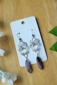 Image 2 of Woven Amethyst Chandelier Earrings
