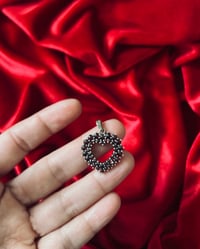 Image 4 of Magnifique pendentif coeur en vermeil ( argent massif plaqué or) et 42 grenats, vintage