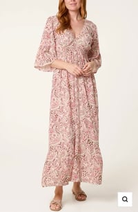 V-NECK PAISLEY MIDI DRESS