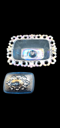 Image 3 of Indiana Glass Iridescent Blue Oblong Compote/Dish