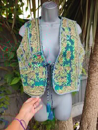 Image 9 of Mykonos Jewelled Waistcoat -Green 6-8 uk