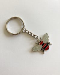 Image 2 of Manchester Bee Enamel Red Keyring 