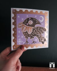 Image 3 of 'Crow Friend' & 'Yule Goat' Lino Printed Festive Card Bundle