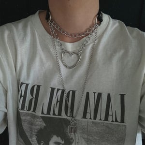 Image of Love Me Heart Ring Choker With Padlock Necklace