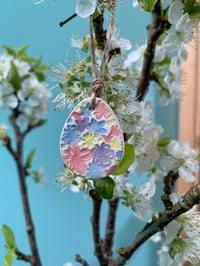 Image 1 of Handmade Ceramic Painted Flowers Easter Eggs