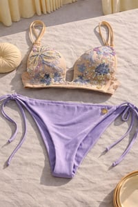 Image 1 of Floral Sequin Embellished Bra Top Bikini