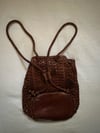 vintage leather basketweave backpack bag 