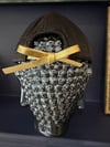 AMOR UNIQUE BLK GOLD LEATHER HAT