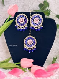 Image 4 of Meenakari Dangler Earrings and Tikka Set 