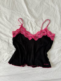 Image 1 of Black pink top // L