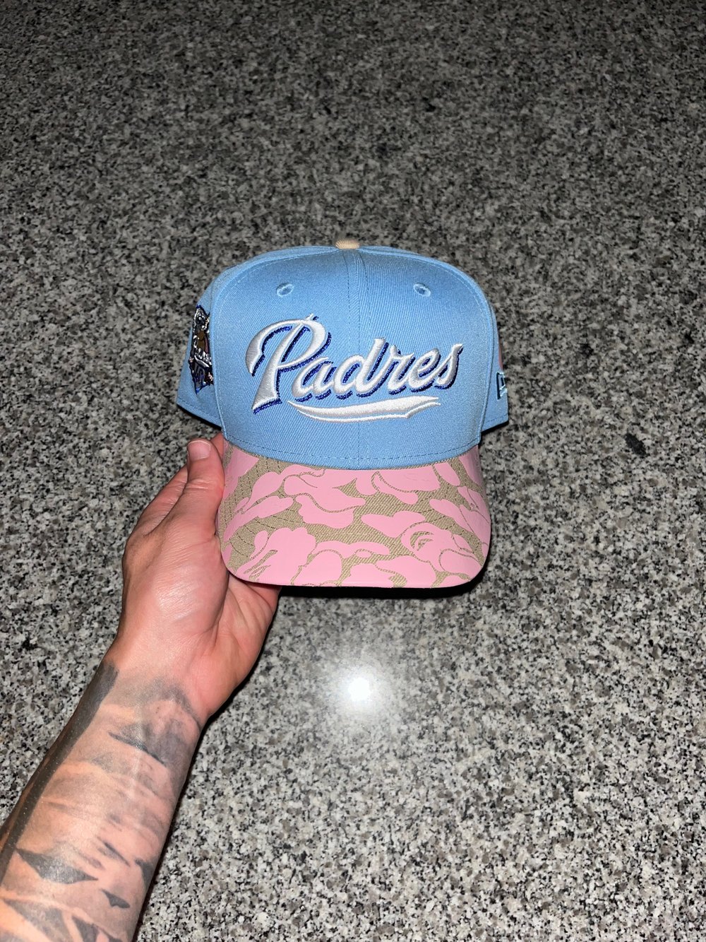 Image of PINK BRIM MULTI TONE SAN DIEGO PADRES CUSTOM FITTED CAP